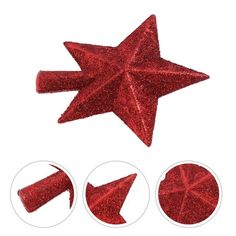 red glittered star shapes with three different angles to cut them out and put in the center