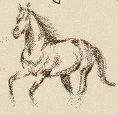 a drawing of a running horse on a white background with the words,'happy new year'written in cursive writing