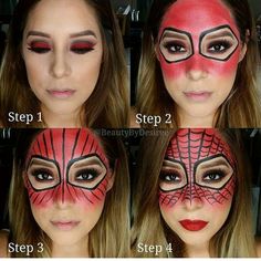 Spider Man Makeup, Gumball Machine Halloween Costume, Spiderman Makeup, Makeup Witch, Carnaval Make-up, Modest Halloween Costumes, Make Up Diy, Makeup Zombie, Makeup For Halloween