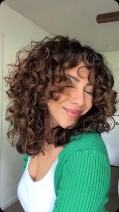 Marissa Lanae - Curls, Beauty, Lifestyle | Haircut FAQs below: What is the name of your haircut? - it doesn’t actually have a name! There are some amazing curly cuts out there like… | Instagram Marissa Lanae Hair, Curly Layered Haircuts Short, 3b Curly Haircuts Shoulder Length, Curly Haircuts Short Layers, Short Curly Butterfly Haircut, Layered Short Curly Haircuts, Curly Haircut With Curtain Bangs, Curly Hair Heart Shaped Face, Mid Length Curly Haircut