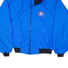 Item is in good used condition. >Size: L >Armpit To Armpit: 25" >Armpit To Cuff: 21" >Collar To Hem: 25" Vintage Blue Streetwear Outerwear, Vintage Blue Outerwear For Streetwear, 90s Style Blue Outerwear For Streetwear, 90s Blue Windbreaker For Streetwear, 90s Mens, Shell Jacket, Shells, Cuff, Collar