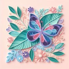 an intricately designed paper art piece with leaves and flowers