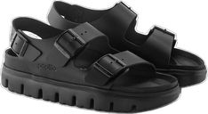 Leather Chunky Platform Sandals For Streetwear, Modern Leather Sandals For Streetwear, Birkenstock Styles, Black Birkenstock, Calf Muscles, Birkenstock Milano, Chunky Platform, Natural Leather, Smooth Leather