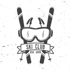 ski club emblem with skis and goggles