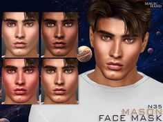 multiple images of the face of a young man with different facial shapes and hair colors