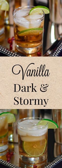 the vanilla dark and stormy cocktail is served in glasses