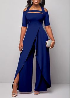 Color:Navy;Size:S;Size:M;Size:L;Size:XL;Size:XXL;Package Contents:1 X Jumpsuit;Occasion:Other;Style:Bohemian; Business Lady Outfits, Clubwear Jumpsuits, Cold Shoulder Jumpsuit, Ruffle Jumpsuit, Short Sleeve Jumpsuits, Loungewear Jumpsuit, Womens Playsuits, Jumpsuit With Sleeves, Wide Pants