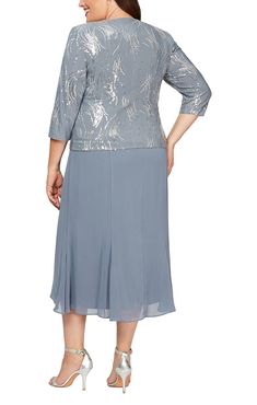 This tea-length, firework sequin jacket dress is a top seller for mothers-of-the-bride (& groom) and wedding guests. Its jacket offers the ideal coverage for the ceremony, while the sleeveless dress is perfect for reception festivities. Its versatile design gives you the best of both worlds for special occasions, while making sure you look and feel your absolute best. Dresses For Women Over 60, Tea Length Skirt, Sheer Jacket, Evening Dress Collection, Alex Evenings, Glamorous Dresses, Sequin Jacket, Simple Dress, Tea Length Dresses