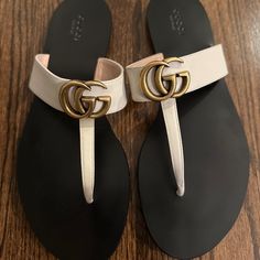 Never Worn Before. Size Is 40.5 Which Jn Us Fits A 9/9.5 Women’s Size Gucci Leather Sandal With "Gg" Stud. Flat Heel. Thong Strap. Slide Style. Leather Lining. Smooth Outsole. Made In Italy. No Bag Or Box Gucci Designer Sandals With Single Toe Strap, Designer Gucci Sandals With Single Toe Strap, Chic Gucci Sandals With Single Toe Strap, Classic Gucci Leather Sandals, Elegant Gucci Flat Sandals, Gucci Sandals Woman Outfit, Gucci Sandals Woman, Gucci Slides Women, Gucci Flats