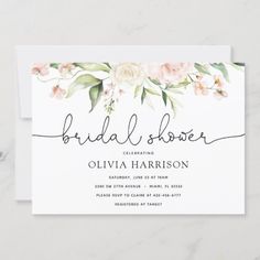 an elegant floral bridal shower card