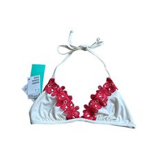 This New H&M Bikini Top In Size 6 Features A Stunning Red Cream Floral Trim Design. New With Tags And Ready For Summer Adventures. H&M Brand Red Cream Color Floral Trim Design Bikini Top Size 6 New With Tags Features: Bikini Top Size: Womens 6 Condition: New With Tags Red Halter Top For Spring Vacation, Pink Swimwear For Holiday, Red Halter Top For Beach Season Swimming, Spring Vacation Red Halter Top, Red Halter Top For Poolside Beach Season, Red Halter Top For Swimming During Beach Season, Red Halter Top For Beach Season Party, Red Stretch Halter Top For Vacation, Stretch Red Halter Top For Vacation