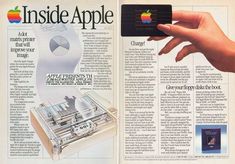 an article in the apple magazine features a hand holding a credit card and pressing buttons