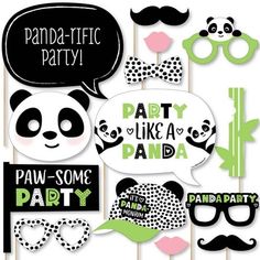 panda party photo booth props and decorations