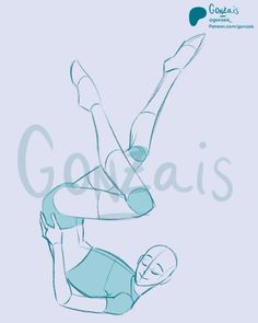 a drawing of a woman doing an acrobatic pose with her hands in the air