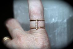 14K Solid Rose Gold Diamond Bar Cage Ring / Size 7.25 to 7.5 Cage Ring, Diamond Bar, Rose Gold Diamonds, Ring Size 7, White Diamonds