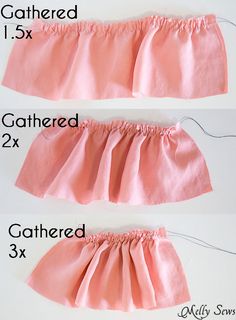 Ruffle Gathering Ratios - How to Add a Ruffle to a Garment - DIY Sewing Tutorial by Melly Sews How To Add A Ruffle Hem, Ruffle Hem Skirt Pattern, How To Make A Ruffled Skirt, Sewing Ruffle Sleeves, Sewing Ruffles Easy, How To Sew Frills, Add Ruffles To Shirt Diy, How To Add Ruffles To A Dress, How To Ruffle Fabric