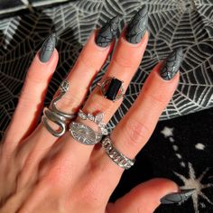 #halloween #nails #fall #nailart #spooky #nailsofinstagram #love #beauty #halloweencostume #fashion #october #photography #hair #pumpkin #nailswag #autumn #nailsonfleek #trickortreat #style #art #beautiful #travel #naildesign #photooftheday #instagood #halloweenmakeup #nailstagram #horror #naildesigns #scary Witchy Nails Halloween, Salem Witch Nails, Salem Nails Ideas, Wednesday Adams Nails Ideas, Morticia Nails, Nail Inspiration Fall, Cool Halloween Nails, Corpse Bride Nails, Dark Halloween Nails