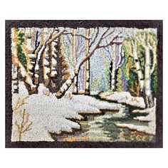 a rug with trees and snow on it