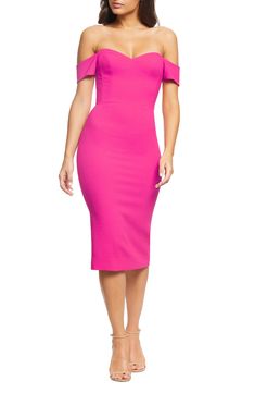 Dress the Population Bailey Off the Shoulder Body-Con Dress | Nordstrom Bodycon Dress Sewing Pattern, Off The Shoulder Cocktail Dress, Sophisticated Cocktail Dress, Pink Sheath Dress, Cold Shoulder Styles, Midi Sheath Dress, Dress The Population, Super Cute Dresses, Dress Sewing Pattern