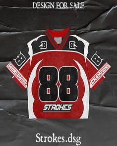 a hockey jersey with the number 80 on it and an inscription design for sale written below