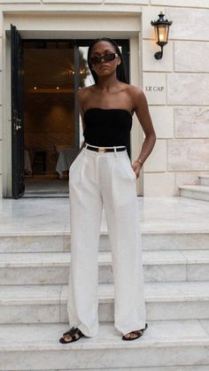 Summer Outfit With Pants, Polo Looks Women, Elegant Summer Outfits Casual, Rooftop Outfit Night Summer, Sporty Chic Outfits Summer, Paris In June Outfits, Sporty Elegant Outfit, Timeless Summer Outfits, New York Summer Fashion