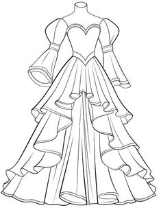 the dress is drawn in black and white