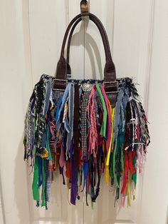 Fringed handbag,Custom fringe Bag,fabric fringe bag,statement handbag,fringe shoulder bag,beaded fringe bag,bling fringe bag BEFORE I start with my description i wanted to let you know I CAN WORK WITH ANY BUDGET. I can build a handbag to FIT ANY BUDGET. Just drop me a line and tell me what you want and i'll let you know what type/size/shape/design handbag i can produce for that amount. THIS HANDBAG HAS BEEN SOLD...BUT... I can custom make one for you. This item is custom made and ONE OF A KIND. Bling Purses, Sew Bags, Jean Purses, Statement Handbag, Fringe Handbags, Flower Handbag, Bag Flower, Form Crochet, Hippie Bags