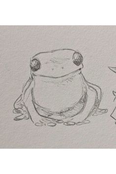 a drawing of a frog sitting on the ground