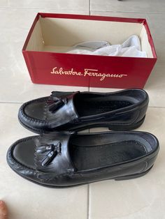 Good condition. Genuine Leather Designer Tassel Loafers With Branded Insole And Round Toe, Leather Flat Dress Shoes For Galas, Designer Calf Leather Tassel Loafers With Round Toe, Formal Flat Leather Dress Shoes, Formal Flat Leather Tassel Loafers, Mens Loafers, North Miami Beach, Miami Beach, Slip Ons