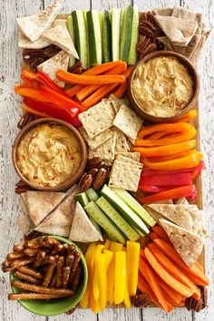 the hummus snack platter is perfect for parties, game day or healthy snacks