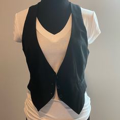 Never Worn Fitted Black Vest Never Worn Coats Black, Black Vest, Black Button, Jackets & Coats, Jackets For Women, Women Shopping, Black, Color