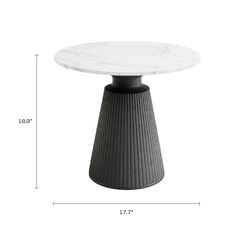 an image of a table with measurements for the top and bottom part of it in white marble