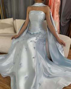 LA72483A Prom Dresses Sophisticated, Princess Dresses Ball Gown, Unique Runway Dresses, Mermaid Gowns Wedding, Royalty Dresses Gowns, Gown Design For Women, Blue Mermaid Wedding Dress, Opulence Outfit, Elegant Prom Dresses Unique