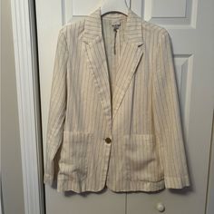 I Am Offering A Never Worn Brand New Linen Suit With Pinstripe. Pinstripe Suit, Linen Suit, M Pants, Cream Color, Suit Jacket, Size 6, Brand New, Cream, Pants