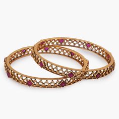 Elegantly designed antique gold bangles. Crafted with unique texture and CZ stones. They are perfect for stacking with other bangles. Style them on sari or any simple ethnic dress. Details & Specifications: Materials used: Brass Alloy with Antique Plating Weight - Bangles 24 gm Length -Bangles 2.6 Make it custom Want to make it a custom bangles? Sure! Reach out to us at support@tarinika.com and we’ll be happy to make possible modifications at no extra cost. Feel free to write to us on the same Antique Gold Bangles, Bangles And Bracelets, Antique Bangles, Custom Bangle, Kundan Bangles, Buy Jewellery Online, Bangles Design, Antique Bracelets, Indian Jewellery Design