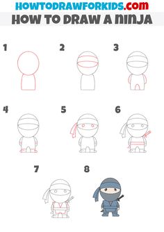 how to draw a ninja step by step instructions for kids and beginners in this video,