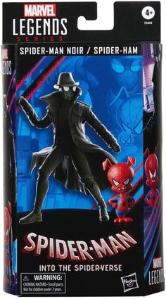 spider - man into the spiderverse action figure with hat and cape, in packaging