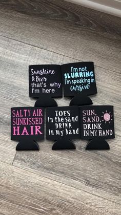 four magnets that say i'm not surfing, salty air, sunkied hair and sunshine in my hand