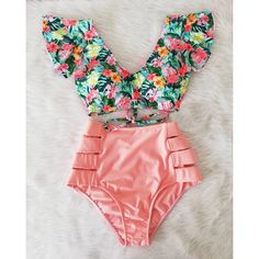 Dive into summer with our brand new Double Shoulder Ruffle Bikini with High Waist!! Get ready to elevate your beach look with this chic and playful ensemble.Featuring double shoulder ruffle detailing, this bikini adds a flirty flair that sets you apart from the crowd. The high-waisted bottoms offer both style and coverage, giving you the confidence to flaunt your curves with ease.Crafted from high-quality materials, our bikini ensures maximum comfort and durability for all-day wear. Whether you' Pink Ruffled Swimwear For Beachwear, Pink Ruffled Swimwear For Beach, Summer Ruffled Swimwear For Beach Season, Pink Ruffled Beachwear Swimwear, Ruffled Swimwear For Sunbathing, Summer Ruffled Tankini For Pool, Summer Swimwear With Ruffles For Sunbathing, Ruffled Beachwear Swimwear For Beach Season, Pink Ruffled Swimwear For Summer