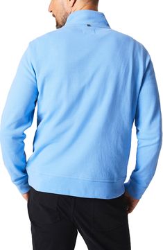 A cotton-rich knit brings cool-weather comfort to a pullover styled with a stand collar and a half-zip to adjust the fit. 26 1/2" length (size Medium) Half-zip closure Long sleeves Ribbed cuffs and hem 97% cotton, 3% polyester Machine wash, tumble dry Made in Peru Billy Reid, French Blue, A Stand, Half Zip Pullover, Half Zip, Stand Collar, Pullover Styling, Peru, Nordstrom