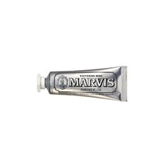 A travel-sized version of Marvis' original, apothecary-style toothpaste. Made in Italy, this toothpaste effectively cleans teeth, freshens breath, and helps to protect gums. The unique, long-lasting flavo﻿﻿rs and smooth consistency will make anyone an immediate fan. Whitening Mint- a sharp taste of cool mint for a pleasant and lasting freshness, with whitening properties Classic Strong Mint- enticing peppermint flavor with long lasting freshness Cinnamon Mint- Cinnamon's exotic sweetness is enha Toothpaste Travel Size, Travel Size Toothpaste, Marvis Toothpaste, Travel Toothpaste, Apothecary Style, Mens Toiletry Bag, How To Prevent Cavities, Candle Matches, White Smile