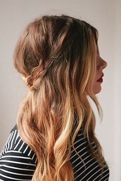 A half-up braided crown. Pink Ombre Hair, Second Day Hairstyles, Running Late, Gold Hair, Grunge Hair, Hippie Chic, Messy Hairstyles