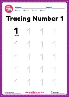 a number 1 worksheet for children to practice numbers