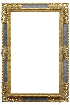 an ornate gold frame on a white background with clipping area for text or image