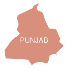 the state of punjab is shown in white and pink with an orange outline