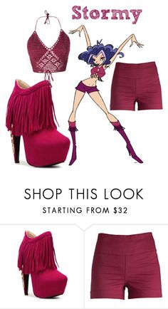 a woman in high heels and shorts with the caption shop this look starting from $ 32