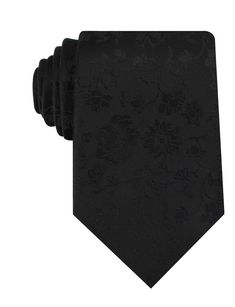 Midnight Black Floral Necktie 1800s Vampire, Wedding Ties For Men, White Button Down Dress, Button Suspenders, White Pocket Square, Formal Tie, Groomsmen Ties