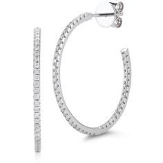 Sofer Jewelry - Diamond Stud Hoop Earrings, 1 Inch in 18K White Gold Luxury White Diamond Hoop Earrings, Luxury White Platinum Hoop Earrings, Luxury White Gold Channel Set Hoop Earrings, Classic Handset White Gold Diamond Earrings, Classic Hand Set White Gold Diamond Earrings, Classic Hand-set White Gold Diamond Earrings, Luxury Hand Set Round Diamond Earrings, Fine Jewelry Hoop Earrings With Pave Setting, Formal Hoop Earrings With Single Cut Diamonds