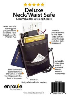 Travel Neck Wallet  (#069) - En Route Travelware Practical Portable Travel Accessories For Organization, Portable Multifunctional Travel Accessories, Versatile Travel Wallet Rectangular Shape, Versatile Travel Wallet Rectangular, Functional Travel Organizers With Card Slots, Versatile Travel Wallet, Portable Functional Travel Accessories For Personal Use, Multifunctional Portable Travel Accessories For Trips, Multifunctional Portable Travel Accessories