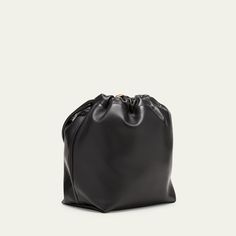 Valentino Garavani bucket bag in soft lambskin leather Shoulder strap with VLOGO accent  Drawstring and clasp closure  Interior, slip pocket Lining: Leather Approx. 10.2"H x 13.4"W x 3.9"D Made in Italy Formal Top Handle Pouch With Dust Bag, Formal Bucket Satchel With Dust Bag, Classic Evening Bucket Shoulder Bag, Classic Evening Shoulder Bucket Bag, Evening Bucket Hobo Bag With Detachable Handle, Elegant Bucket Pouch For Travel, Elegant Bucket-shaped Travel Pouch, Elegant Bucket Travel Pouch, Soft Leather Crossbody Hobo Bag For Formal Occasions